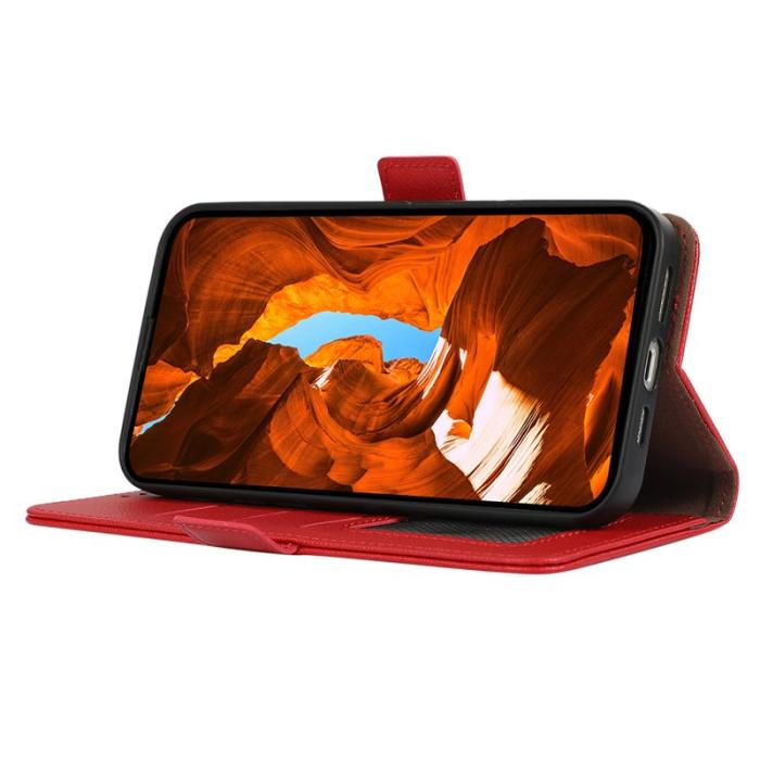 ABEEL - ABEEL Google Pixel 9a Skal Litchi Textur Läder RFID Röd