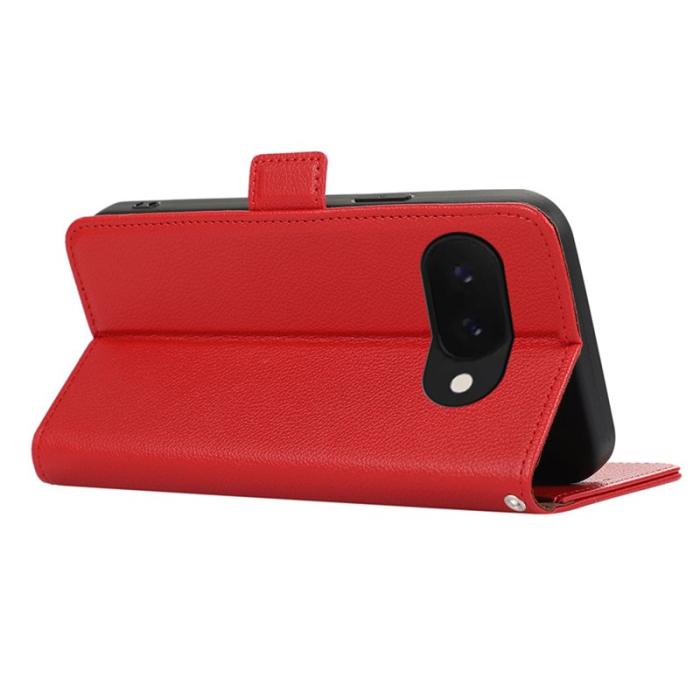 ABEEL - ABEEL Google Pixel 9a Skal Litchi Textur Läder RFID Röd