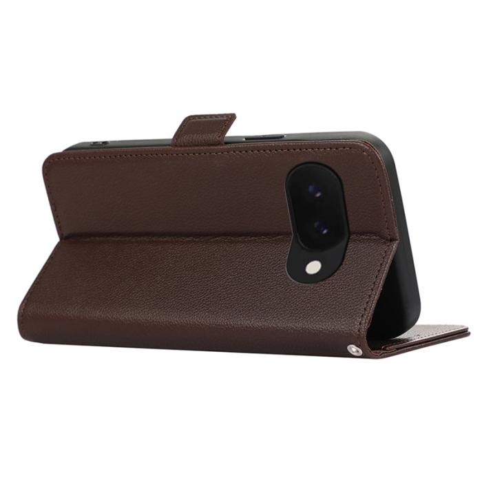 ABEEL - ABEEL Google Pixel 9a Skal Litchi Textur Läder RFID Skydd Brun