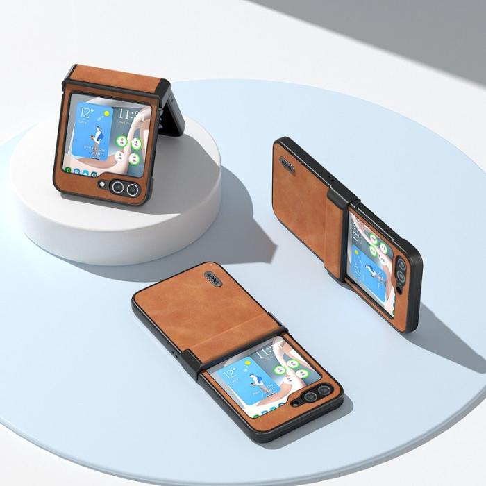 ABEEL - ABEEL Hinge Design Fodral för Samsung Galaxy Z Flip5 5G - Brun