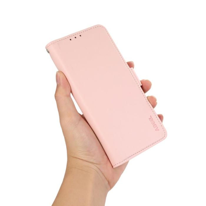 ABEEL - ABEEL iPhone 12 / 12 Pro Fodral RFID Blockering Läder - Rosa