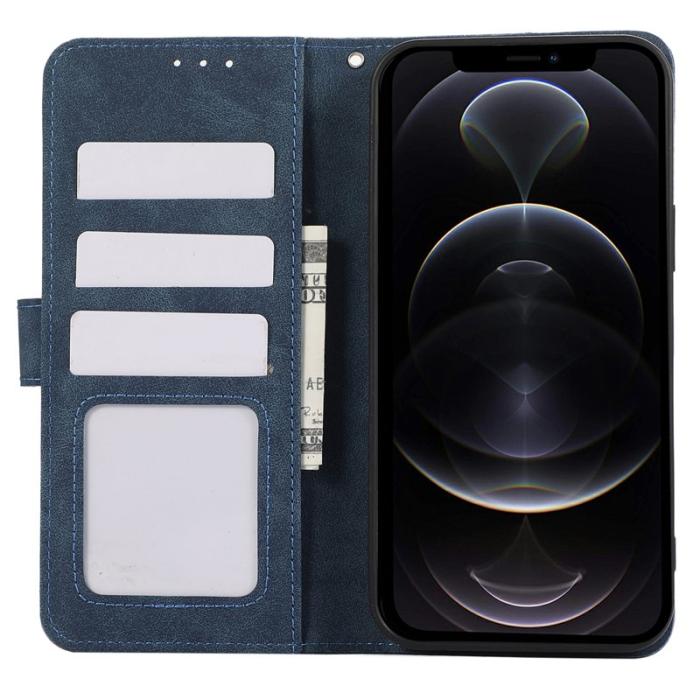 ABEEL - ABEEL iPhone 12 / 12 Pro Skal RFID Blocker Läder Fodral Blå