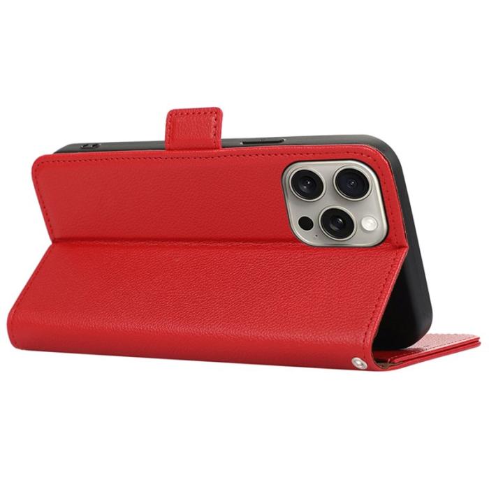 ABEEL - ABEEL iPhone 12/12 Pro Skal RFID Blocker Läder Röd