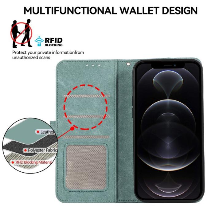 ABEEL - ABEEL iPhone 12 / 12 Pro Skal RFID Blocking Läder - Baby Blue