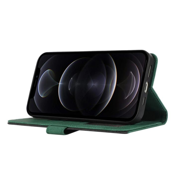 ABEEL - ABEEL iPhone 12 / 12 Pro Skal RFID Blocking Läder Grön