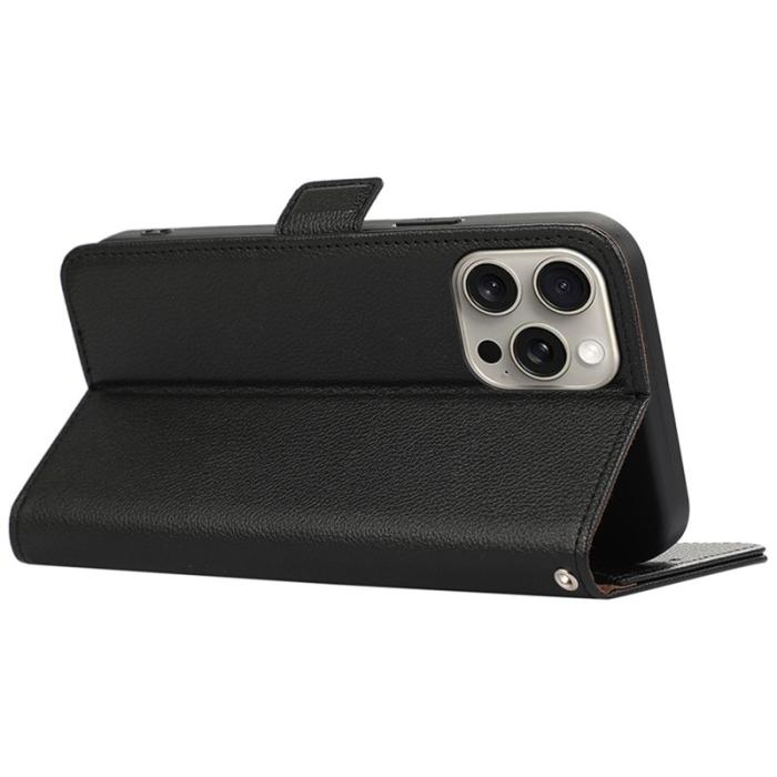 ABEEL - ABEEL iPhone 12/12 Pro Skal RFID Skydd Läder Svart