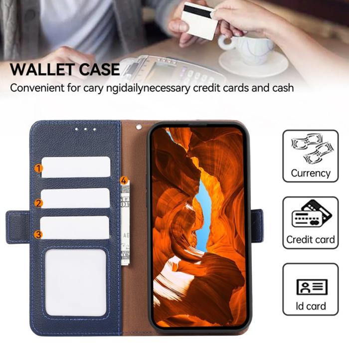 ABEEL - ABEEL iPhone 12 Pro Max Skal Litchi Textur RFID Blocker Blå