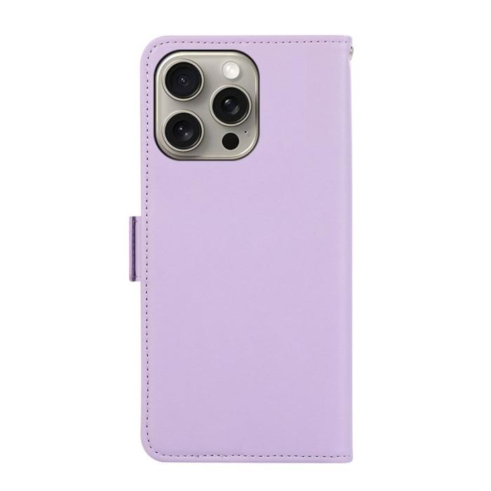 ABEEL - ABEEL iPhone 12 Pro Max Wallet Case Läder Ställfodral Lila