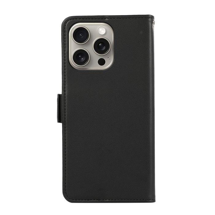 ABEEL - ABEEL iPhone 12 Pro Max Wallet Case Läder Ställfodral Svart