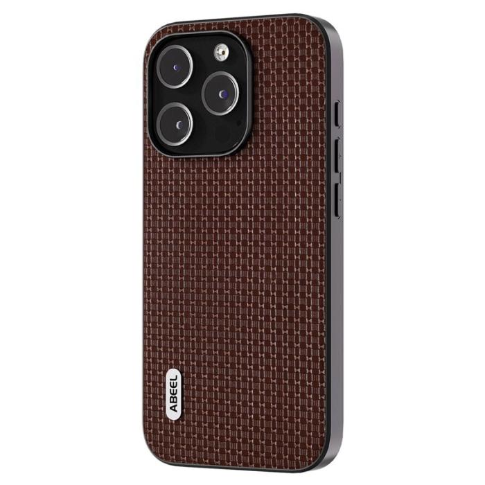 ABEEL - ABEEL iPhone 13 Pro Fodral Lyxigt Läder Coated PC+TPU Kaffe