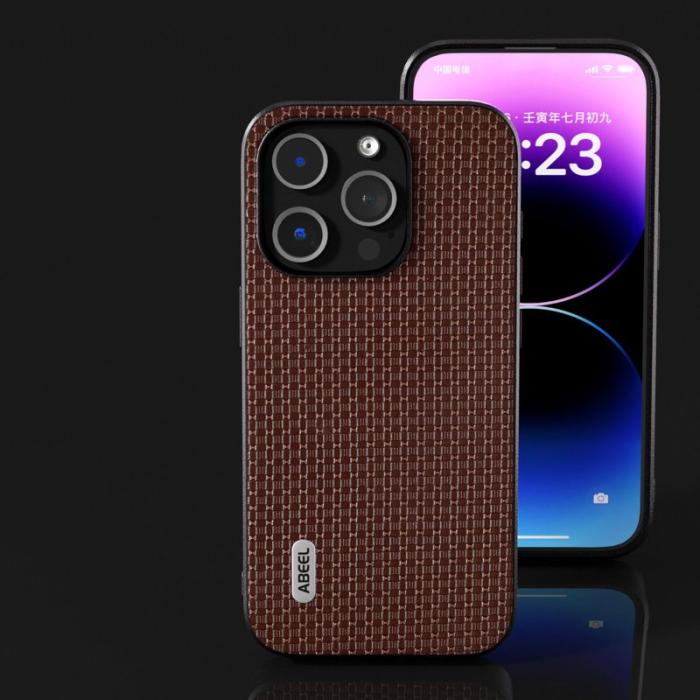 ABEEL - ABEEL iPhone 13 Pro Fodral Lyxigt Läder Coated PC+TPU Kaffe