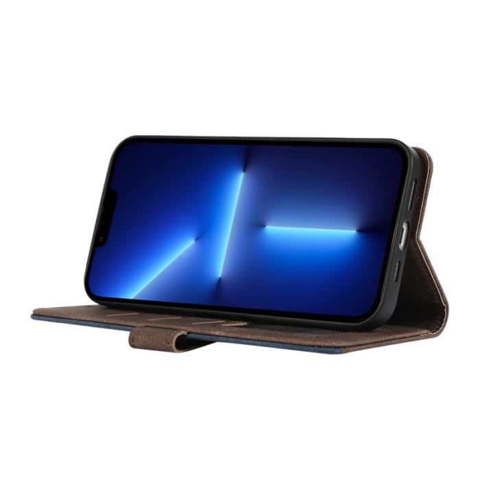 ABEEL - ABEEL iPhone 13 Pro Fodral RFID Blockering Splicing Läder - Brun