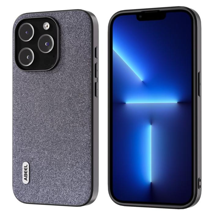 ABEEL - ABEEL iPhone 13 Pro Max Fodral Glitter PU Läder Svart