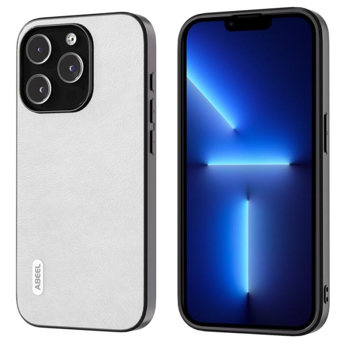 ABEEL - ABEEL iPhone 13 Pro Max Skal Drop-Proof Litchi Textur Vit