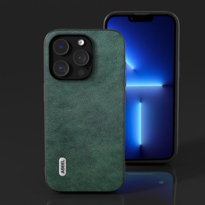 ABEEL - ABEEL iPhone 13 Pro Max Skal Drop-Proof PU Läder Grön