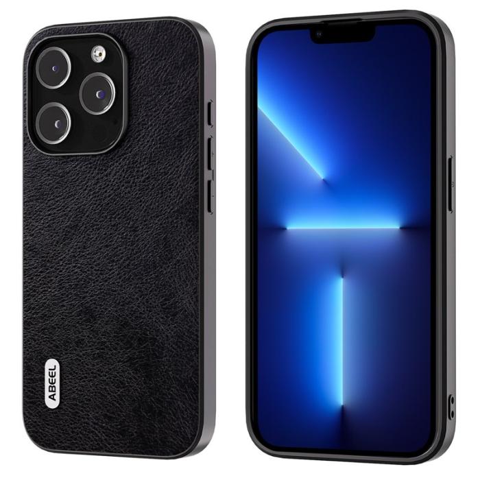 ABEEL - ABEEL iPhone 13 Pro Max Skal Drop-Proof PU Läder Svart