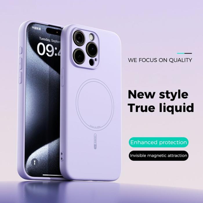 ABEEL - ABEEL iPhone 13 Pro Max Skal MagSafe Läder Fodral - Lila