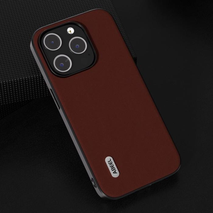 ABEEL - ABEEL iPhone 13 Pro Skal i Läder PC+TPU Kaffe