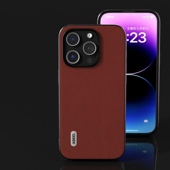 ABEEL - ABEEL iPhone 13 Pro Skal i Läder PC+TPU Kaffe