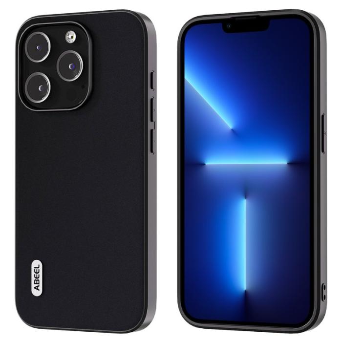 ABEEL - ABEEL iPhone 13 Pro Skal i Läder PC+TPU Svart