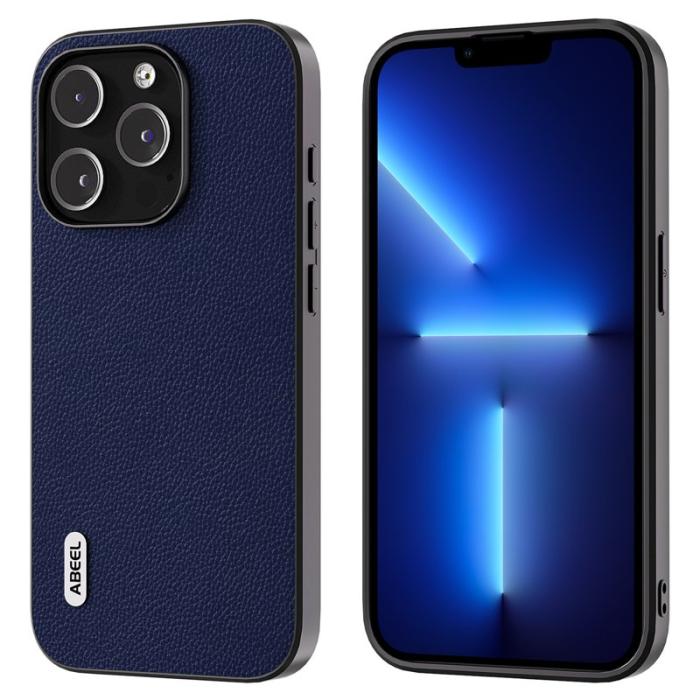 ABEEL - ABEEL iPhone 13 Pro Skal Litchi Textur Ultra Tunn Blå