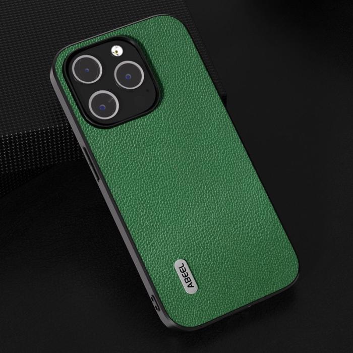 ABEEL - ABEEL iPhone 13 Pro Skal Litchi Textur Ultra Tunn Grön