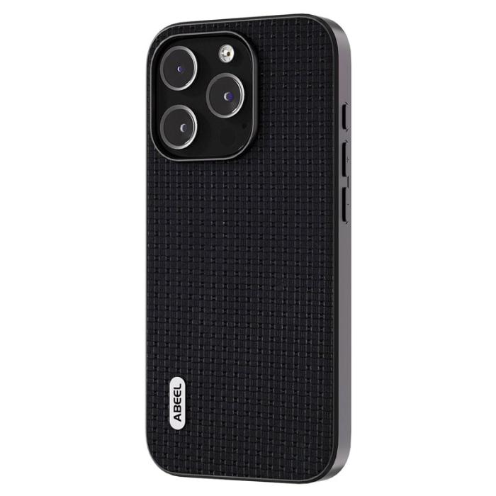 ABEEL - ABEEL iPhone 13 Pro Skal Lyxigt Läder PC+TPU Stöttåligt Svart