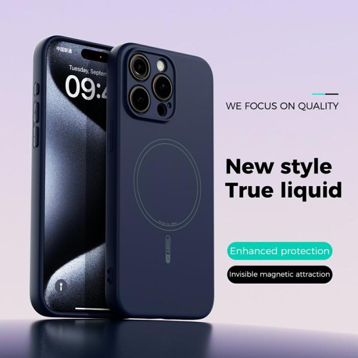 ABEEL - ABEEL iPhone 13 Pro Skal MagSafe Liquid Silicone Mörkblå