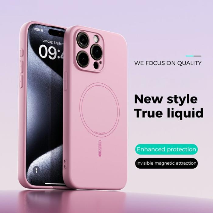 ABEEL - ABEEL iPhone 13 Pro Skal MagSafe Skin Touch Silikon - Rosa