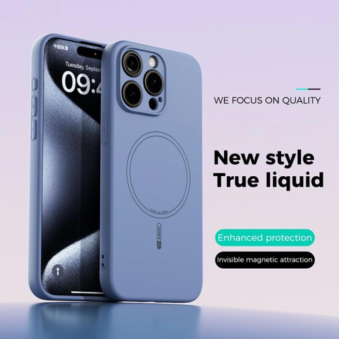 ABEEL - ABEEL iPhone 13 Pro Skal MagSafe Sky Blue Liquid Silicone