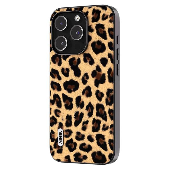 ABEEL - ABEEL iPhone 13 Pro Slim Case Leopard Textur Champagne Gold