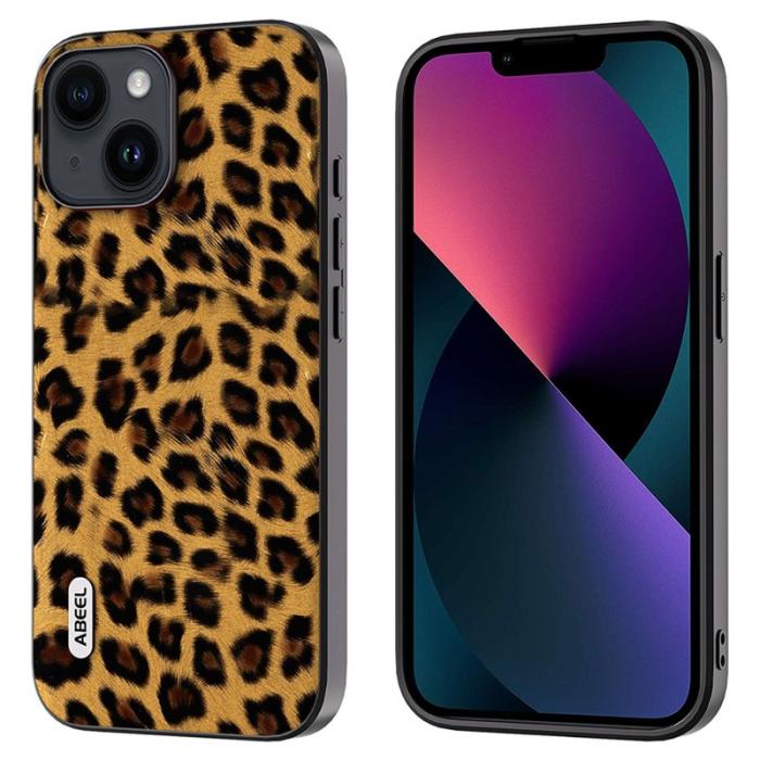 ABEEL - ABEEL iPhone 13 Skal Leopard Textur PU Läder + TPU + PC - Guld