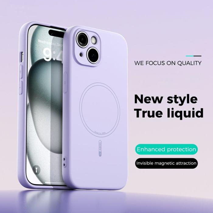 ABEEL - ABEEL iPhone 13 Skal MagSafe Kompatibel Lila Liquid Silicone