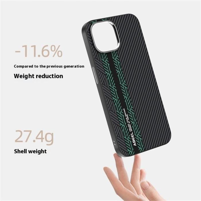 ABEEL - ABEEL iPhone 13 Skal PC TPU Aluminium PU Läder MagSafe - Textur 2