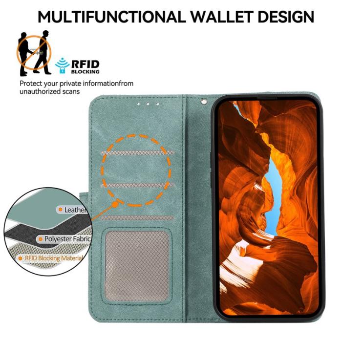 ABEEL - ABEEL iPhone 13 Skal PU Läder RFID Blockerande - Baby Blue