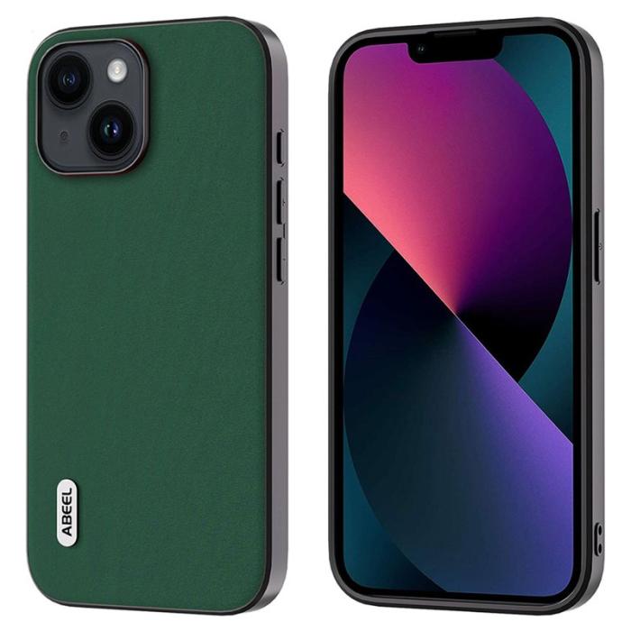 ABEEL - ABEEL iPhone 13 Skal Silkeslen Läder PC+TPU Grön
