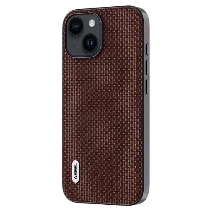 ABEEL - ABEEL iPhone 13 Skal Slim Cowhide Läder Coated PC+TPU Kaffe