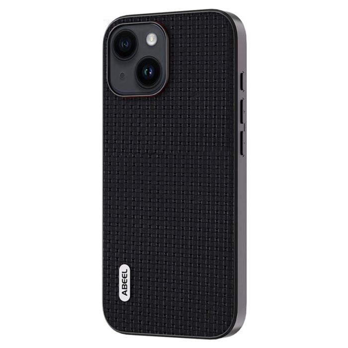 ABEEL - ABEEL iPhone 13 Skal Slim Cowhide Läder PC+TPU Svart