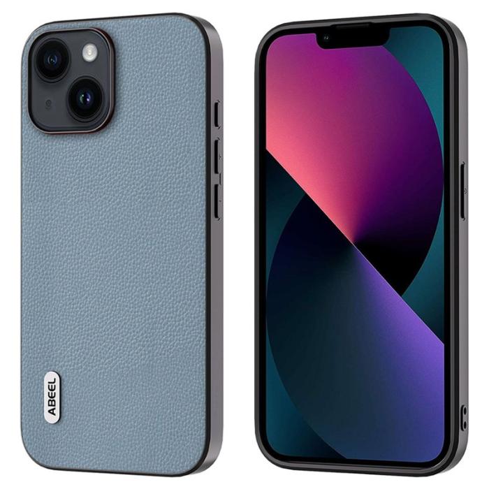 ABEEL - ABEEL iPhone 13 Skal Ultra-Tunt Läder Baby Blue