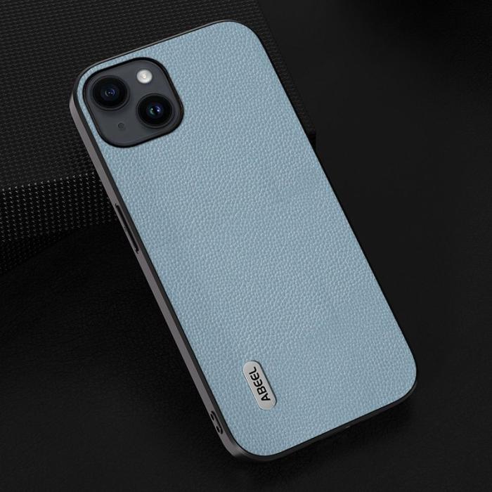 ABEEL - ABEEL iPhone 13 Skal Ultra-Tunt Läder Baby Blue
