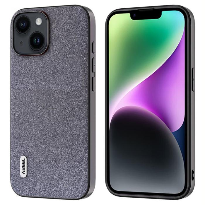 ABEEL - ABEEL iPhone 14 Fodral PU Läder Glitter Yta Skydd - Svart