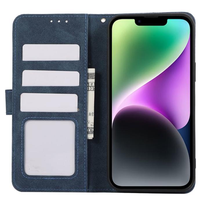 ABEEL - ABEEL iPhone 14 Fodral Wallet RFID Blocker Läder Flip Blå