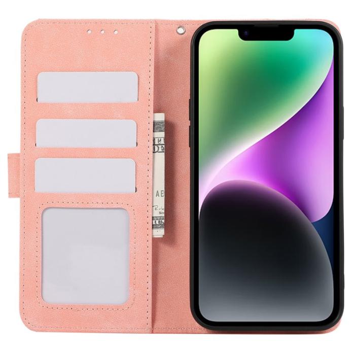 ABEEL - ABEEL iPhone 14 Fodral Wallet RFID Blocker Läder Flip - Rosa