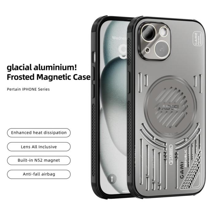 ABEEL - ABEEL iPhone 14 Magnetiskt Fodral Aluminium + PC + TPU - Grå