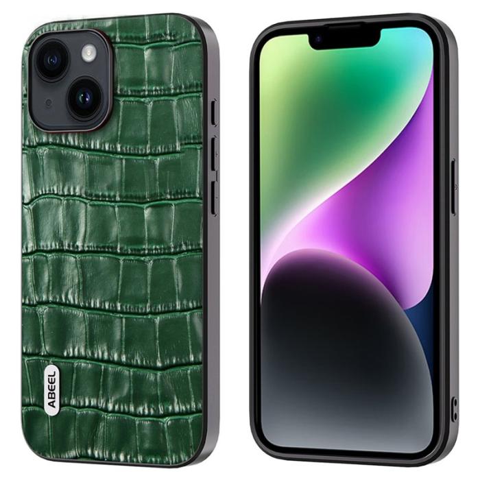 ABEEL - ABEEL iPhone 14 Plus Fodral Anti-drop Krokodilskinn Grön
