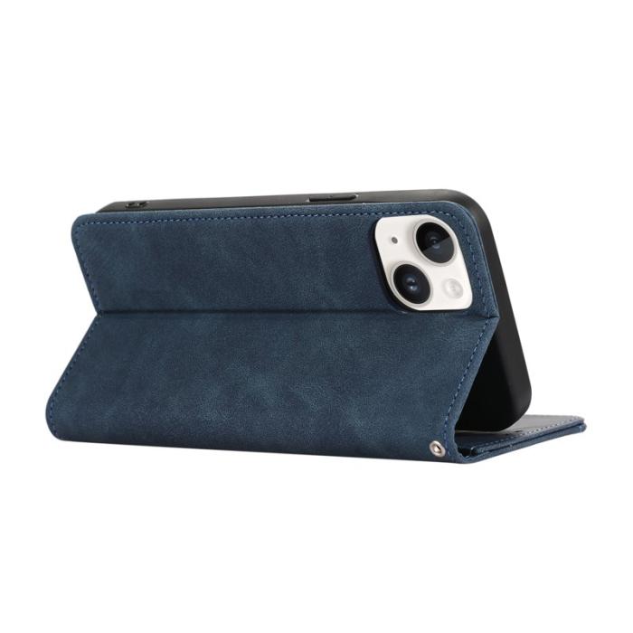 ABEEL - ABEEL iPhone 14 Plus Fodral PU Läder RFID Skydd Flip Blå