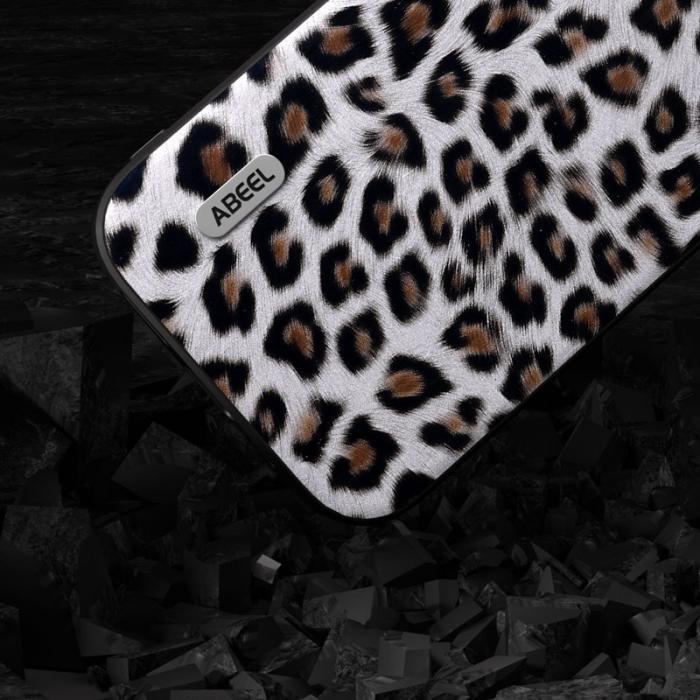 ABEEL - ABEEL iPhone 14 Plus Fodral PU Läder TPU + PC Leopard Silver
