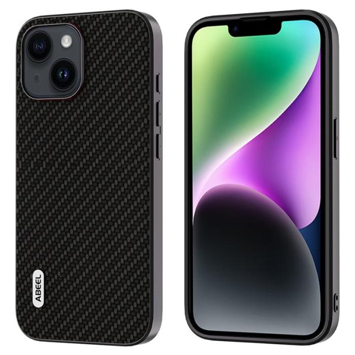 ABEEL - ABEEL iPhone 14 Plus Skal Carbon Fiber Textur Svart