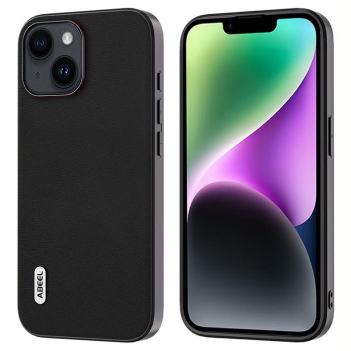 ABEEL - ABEEL iPhone 14 Plus Skal Scratch Resistant Texturerad PU Läder Svart