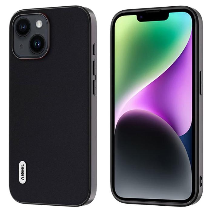ABEEL - ABEEL iPhone 14 Plus Skal Shockproof Läder Svart
